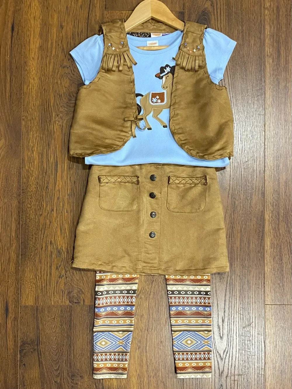 Gymboree Girls’ Light Blue and Brown Cowgirl Western 4-Piece Set Size 5T/6